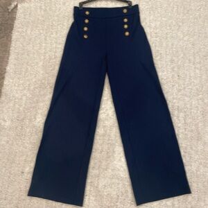 LOFT Navy Blue Sailor High Waisted Trousers with Gold Accents Size 4